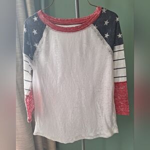 Maurices Patriotic Lightweight Sheer Tee in Red, White & Navy. Sz S